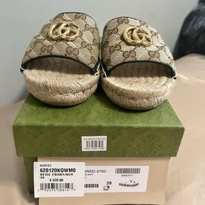 Women's GG matelassé canvas espadrille sandal